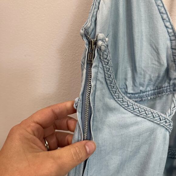Guess Blue Denim Maxi Dress Size XS Spaghetti Strap Summer Boho Festival - Picture 8 of 9